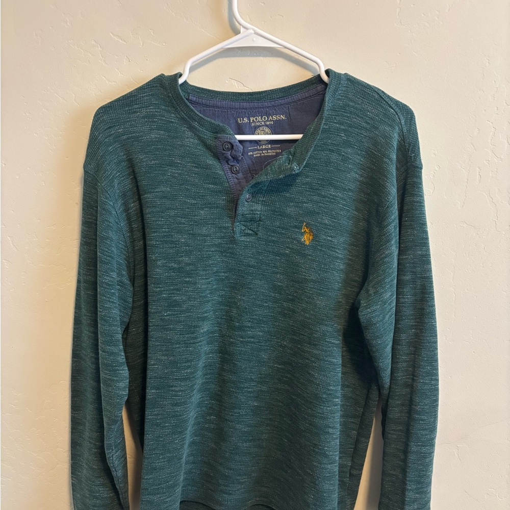 U.S. Polo Assn. Green and Blue Henley Shirt